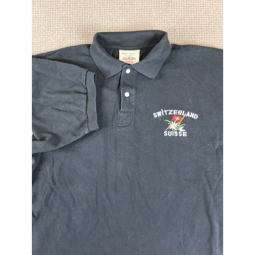 Vintage Switzerland Suisse Interlaken Souvenir Embroidered Polo Shirt